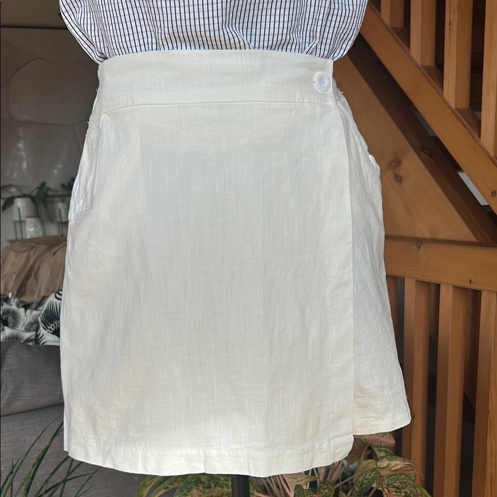 Linen Cream Wrap Skort